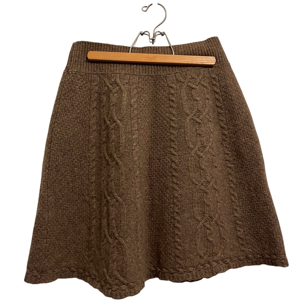 Moth Textured Knit Brown A-Line Skirt